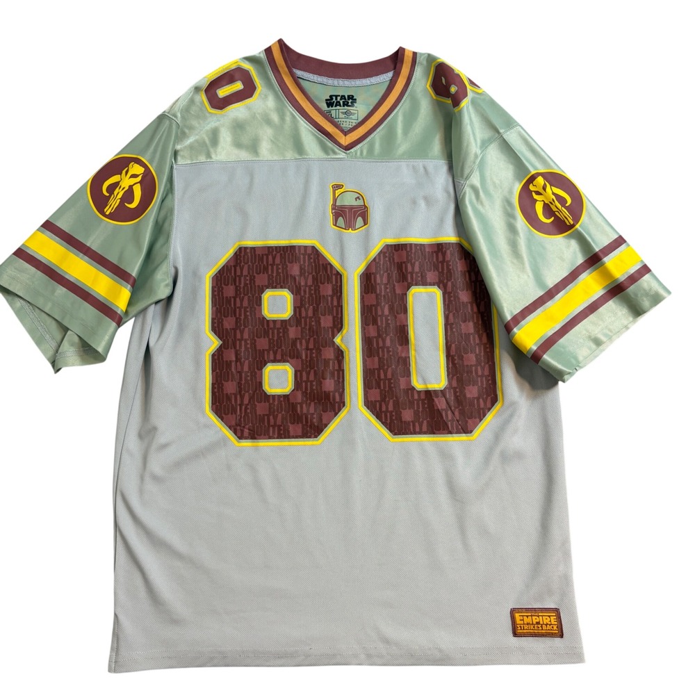 Star Wars Boba Fett Football Jersey Mad Engine Grey Green Fett 80 Mens XL